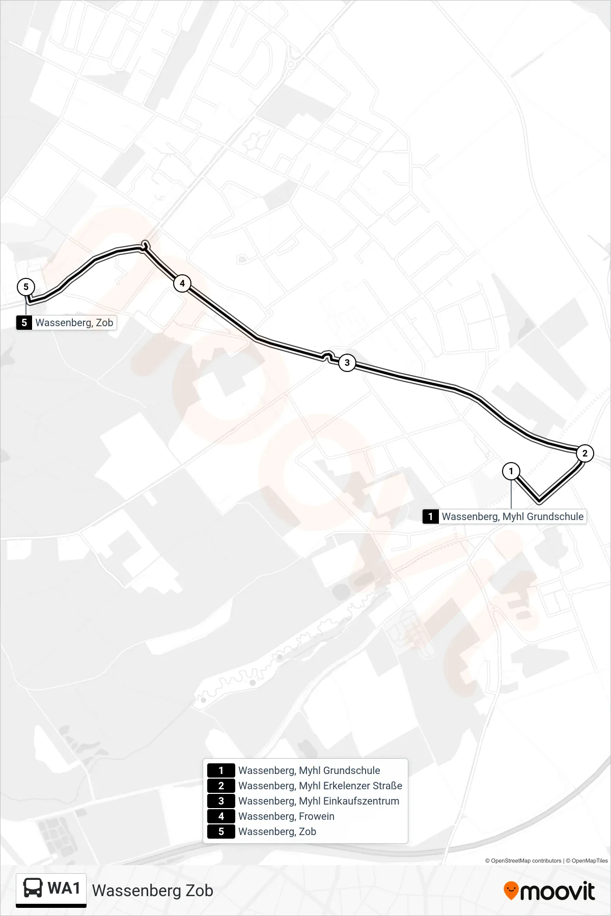 Linie WA1 (Bus) Richtung Wassenberg Zob: Route und Haltestellen auf der Karte