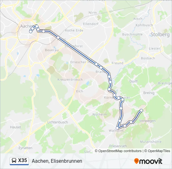 X35 Bus Line Map