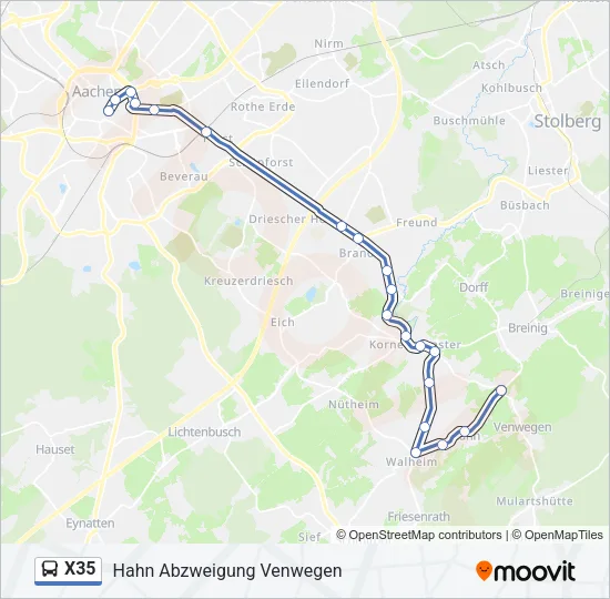 X35 Bus Line Map