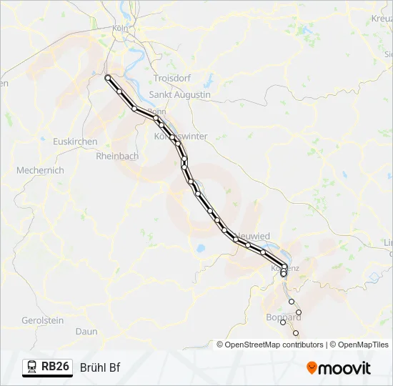 Поезд RB26: карта маршрута