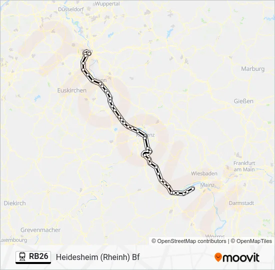 Поезд RB26: карта маршрута