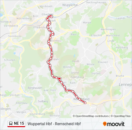 NE 15 Bus Line Map