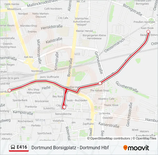 E416 Bus Line Map