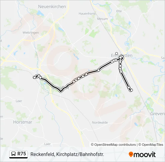 R75 Bus Line Map