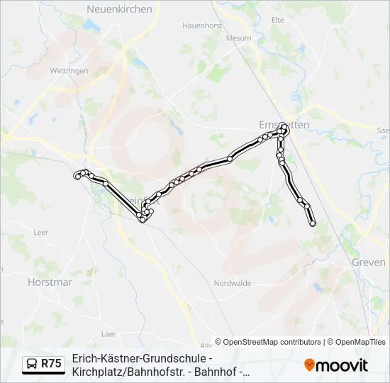 R75 Bus Line Map