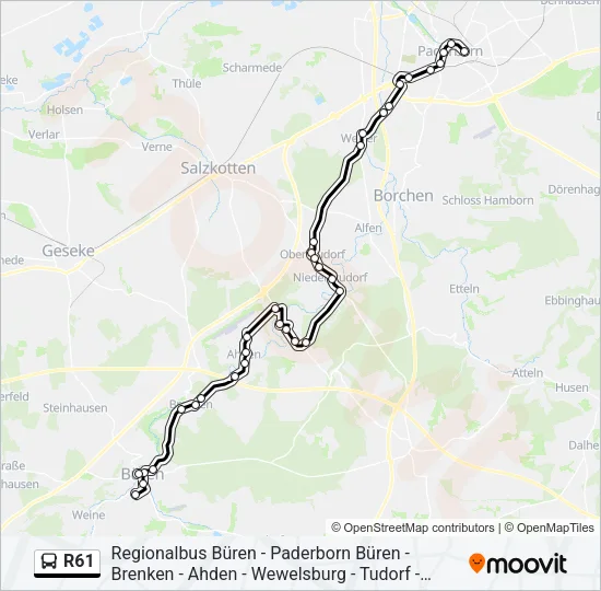 R61 Bus Line Map