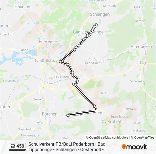Автобус 450: карта маршрута