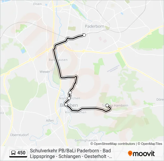 Автобус 450: карта маршрута
