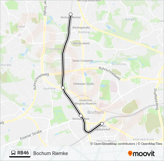 Автобус RB46: карта маршрута