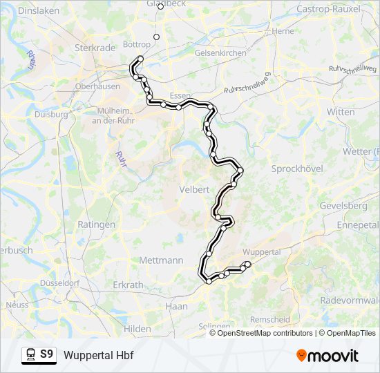 Поезд S9: карта маршрута