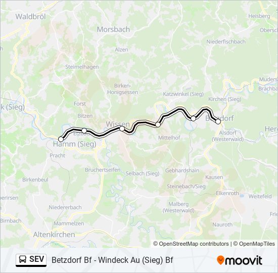 Автобус SEV: карта маршрута