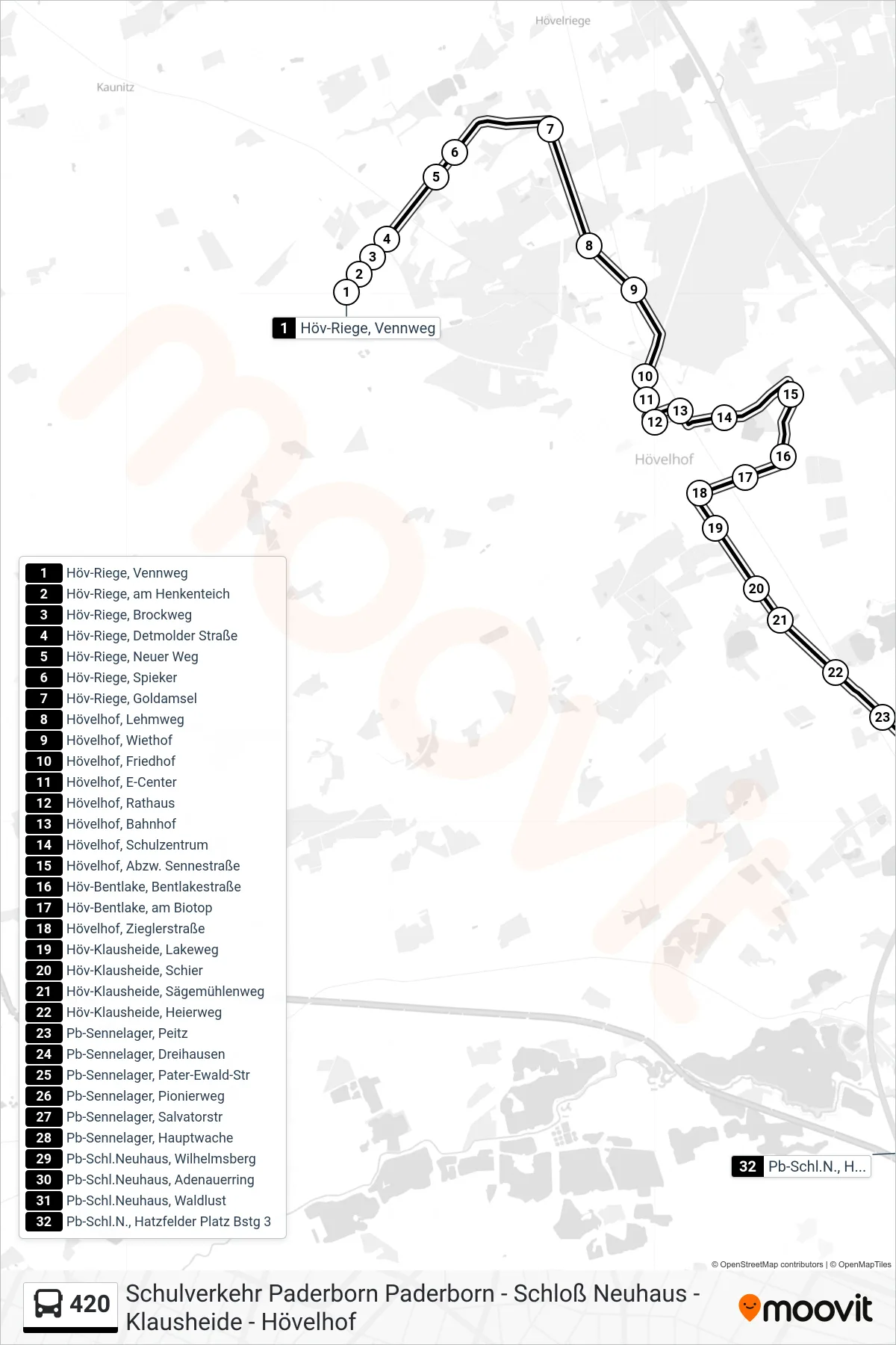 420 bus Line (Pb-Schl.N., Hatzfelder Platz Bstg 3) route and stops on a map