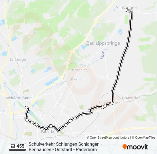 455 Bus Line Map