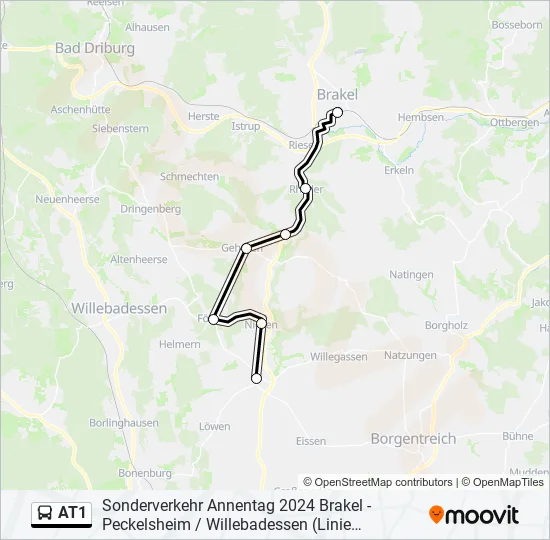 Buslinie AT1 Karte