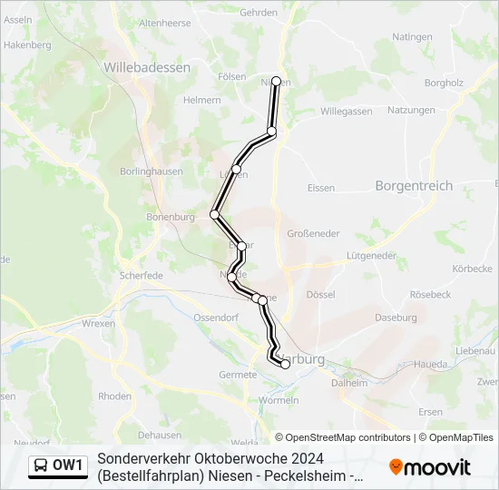 OW1 Bus Line Map