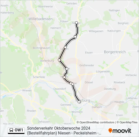 OW1 Bus Line Map
