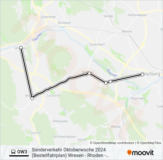 OW3 Bus Line Map