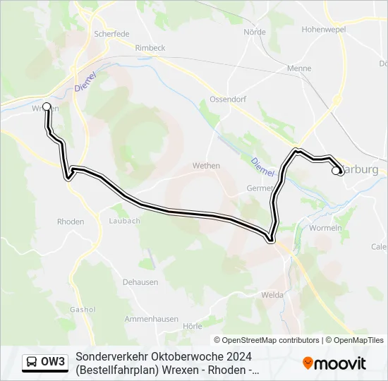 OW3 Bus Line Map