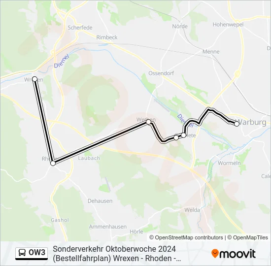 OW3 Bus Line Map