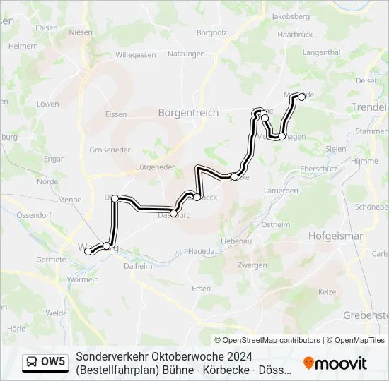 OW5 Bus Line Map