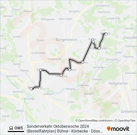 OW5 Bus Line Map