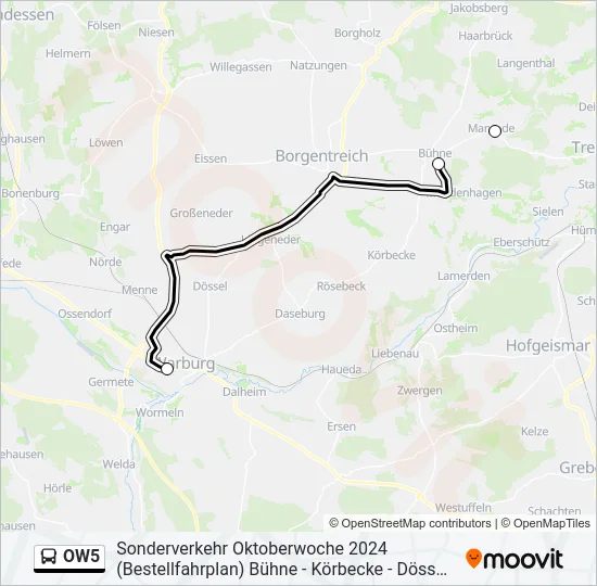OW5 Bus Line Map