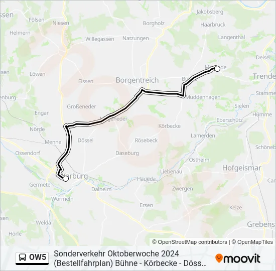 OW5 Bus Line Map