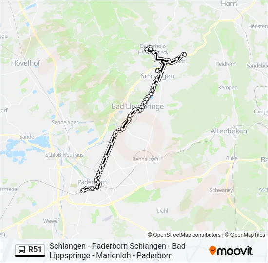 R51 Bus Line Map