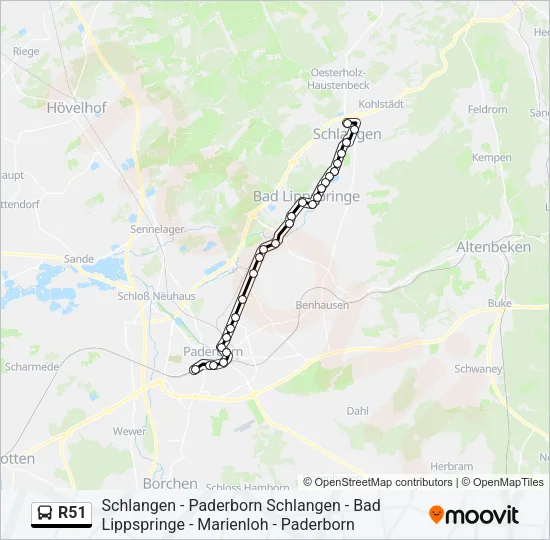 R51 Bus Line Map