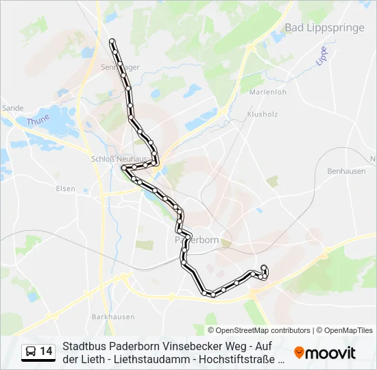 14 Bus Line Map