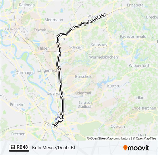Автобус RB48: карта маршрута