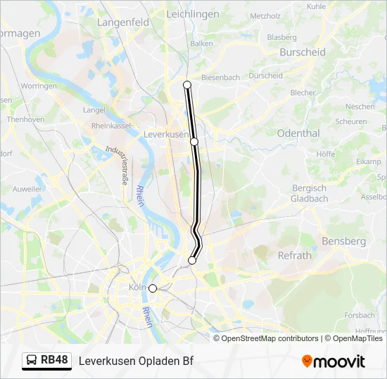 Автобус RB48: карта маршрута