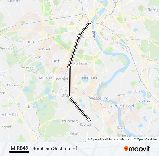 Автобус RB48: карта маршрута