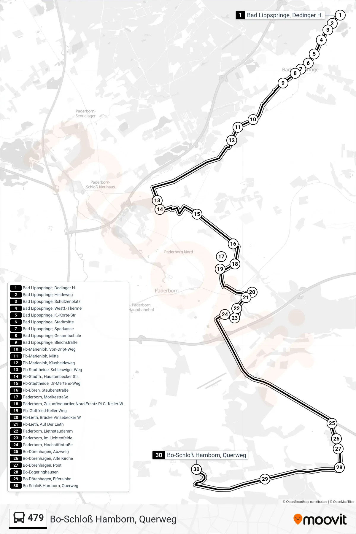 479 bus Line (Bo-Schloß Hamborn, Querweg) route and stops on a map