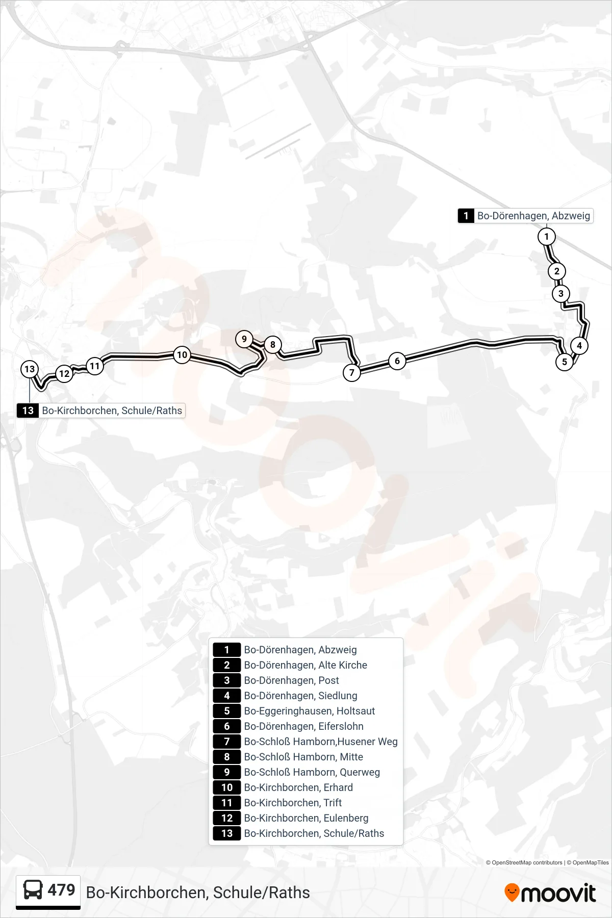 Linie 479 (Bus) Richtung Bo-Kirchborchen, Schule/Raths: Route und Haltestellen auf der Karte