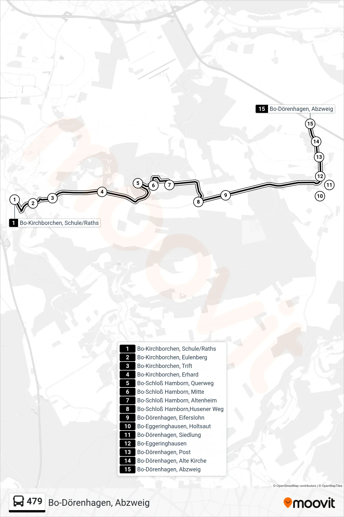 479 bus Line (Bo-Dörenhagen, Abzweig) route and stops on a map