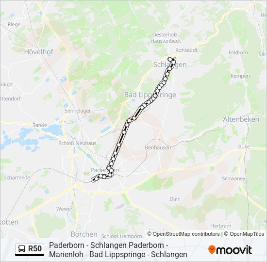 Buslinie R50 Karte