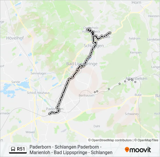 R51 Bus Line Map