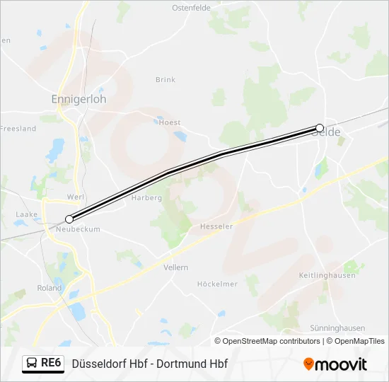 Автобус RE6: карта маршрута