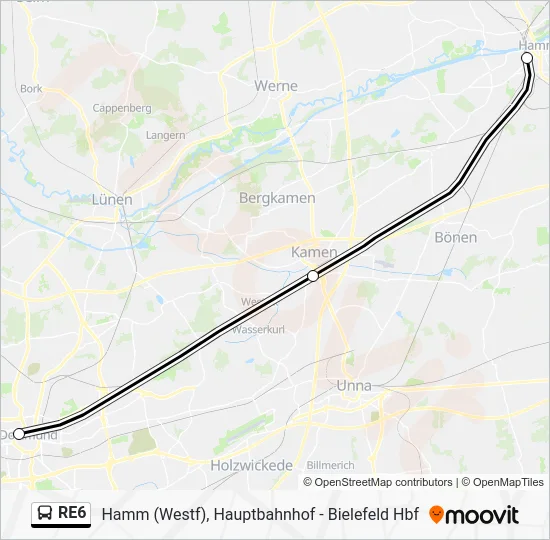 Автобус RE6: карта маршрута
