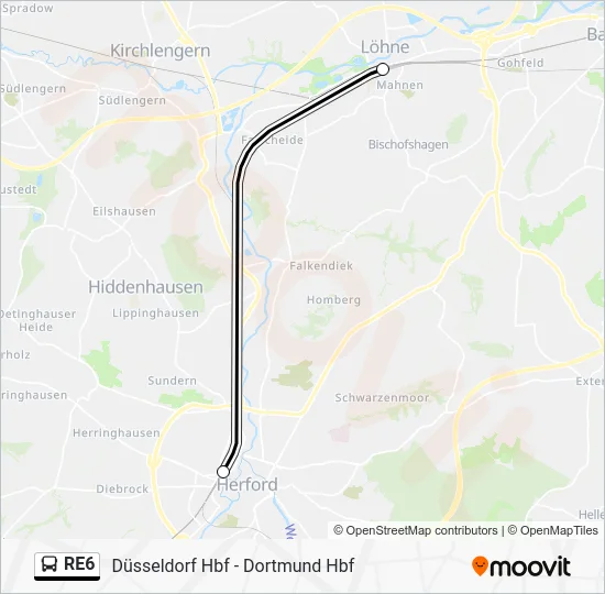 Автобус RE6: карта маршрута