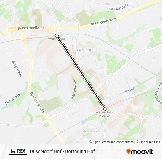 Автобус RE6: карта маршрута