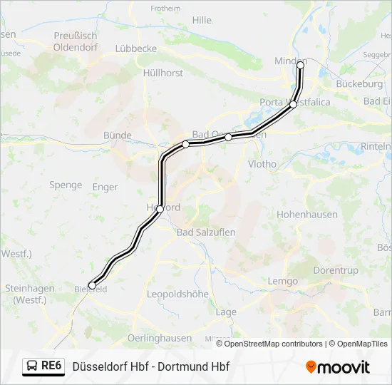 Автобус RE6: карта маршрута