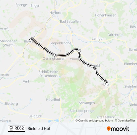 Поезд RE82: карта маршрута