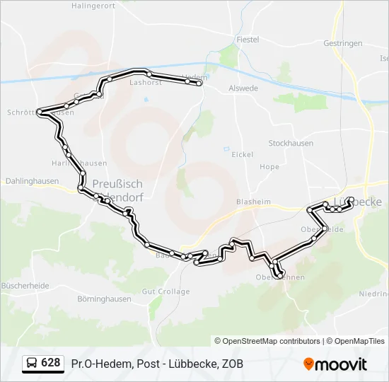628 Bus Line Map