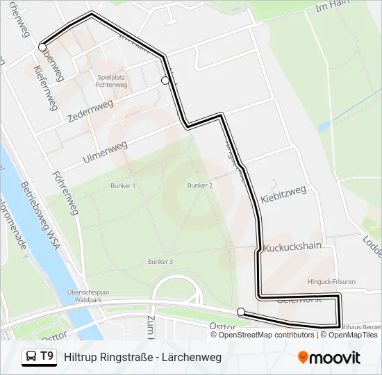 T9 Bus Line Map