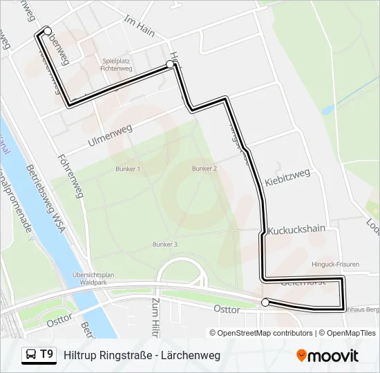 T9 Bus Line Map