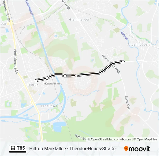 T85 Bus Line Map