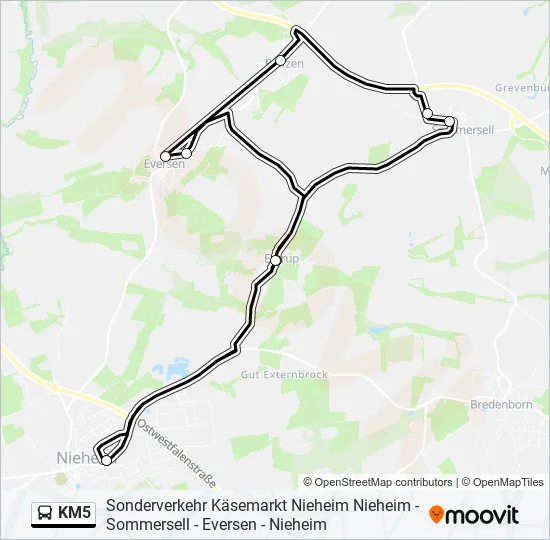 KM5 Bus Line Map