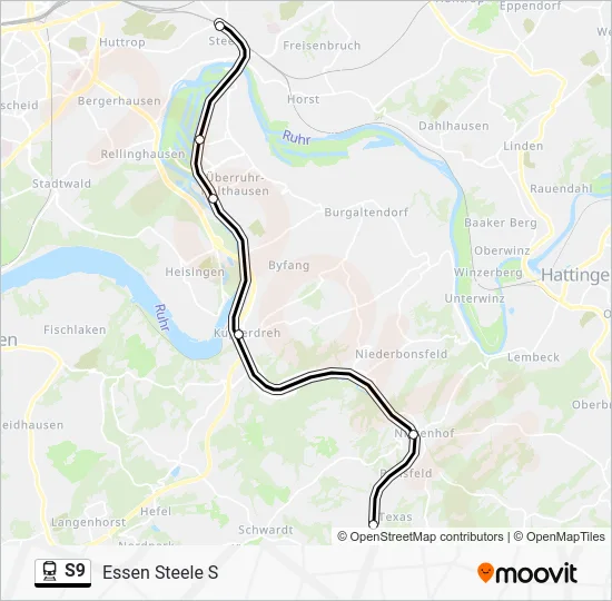 Поезд S9: карта маршрута